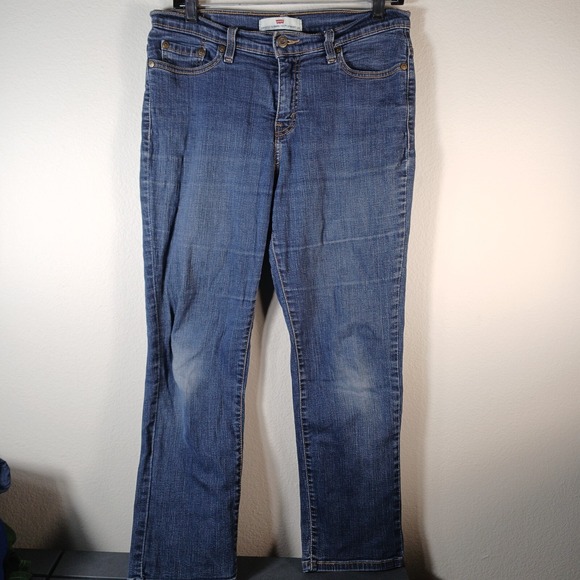 Levi's Perfectly Slimming 512 Straight‎ Leg Jeans Womens 10 Short Dark Wash JC96 - Picture 1 of 10